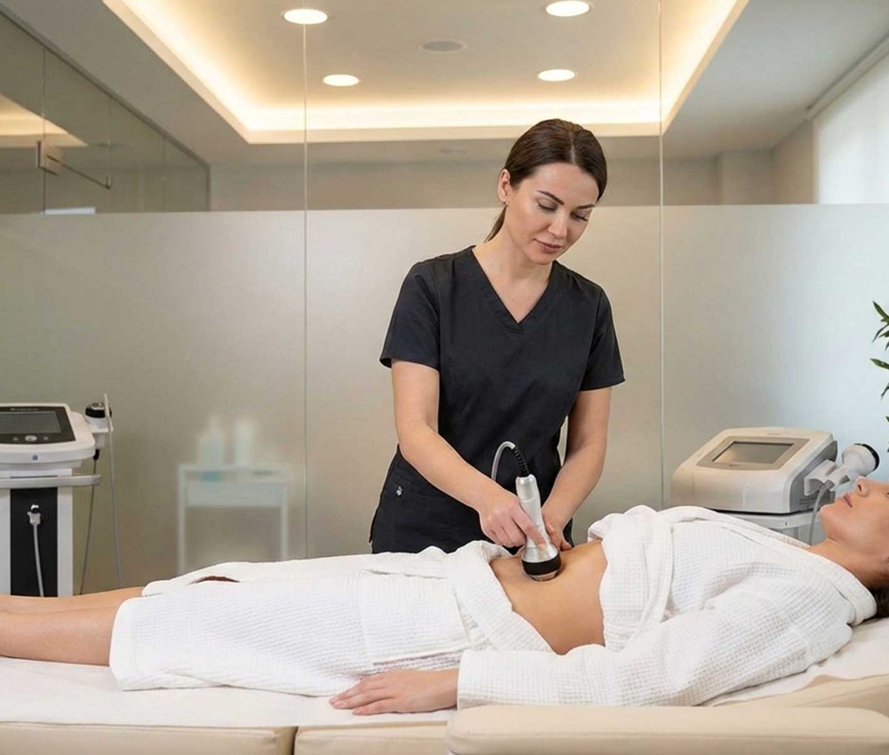 Specialist performing a body contouring treatment